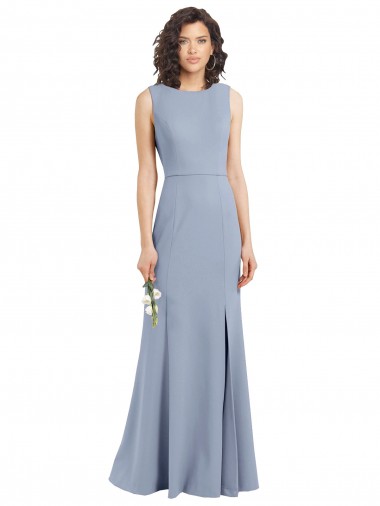 Sleeveless Smoke Blue Open Back Sheath Boat Neck Bridesmaid Dress Mississauga