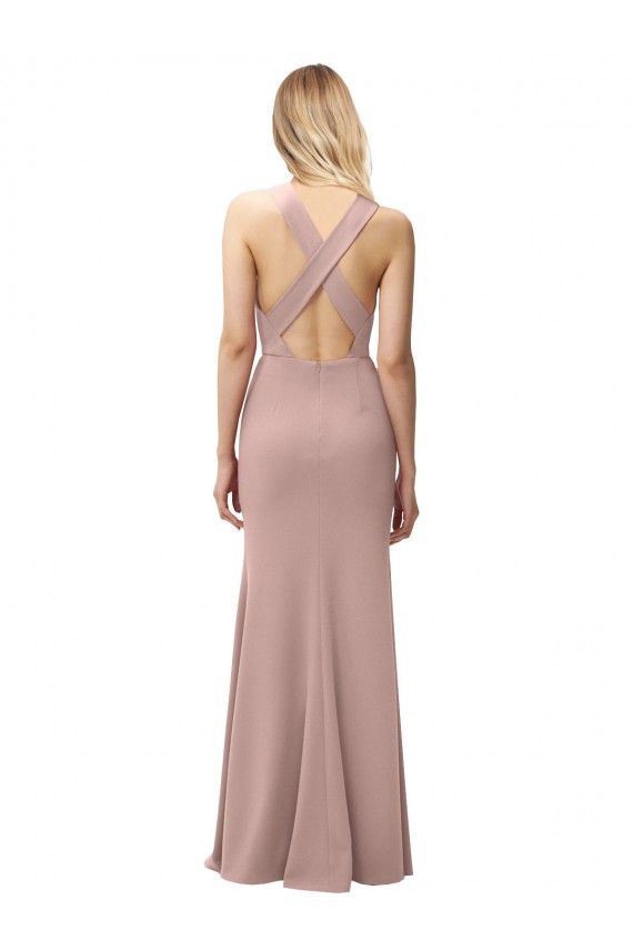 Sleeveless Dusty Pink Criss Cross Back Sheath Halter Neck Prom Dress / Bridesmaid Dress Mississauga