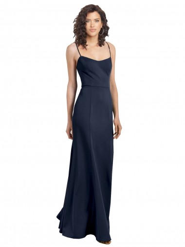 Sleeveless Dark Navy Low Back Sheath High Neck Formal Dress / Bridesmaid Dress Mississauga