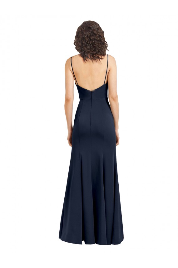 Sleeveless Dark Navy Low Back Sheath High Neck Formal Dress / Bridesmaid Dress Mississauga