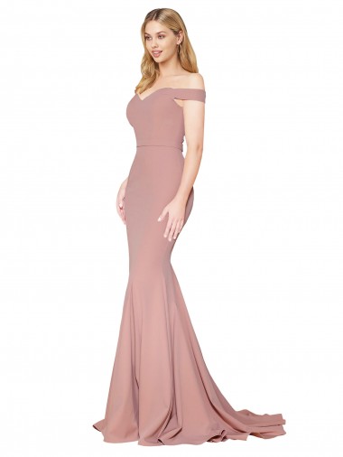 Sleeveless Dusty Pink Mermaid Off the Shoulder Formal Evening Gown / Prom Dress / Bridesmaid Dress Mississauga