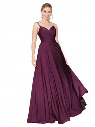 Sleeveless Wild Berry V-Back A-Line Spaghetti Straps Formal Evening Gown / Prom Dress / Bridesmaid Dress Mississauga