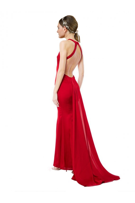 Sleeveless Red Open Back Mermaid Halter Neck Formal Evening Gown / Bridesmaid Dress Mississauga