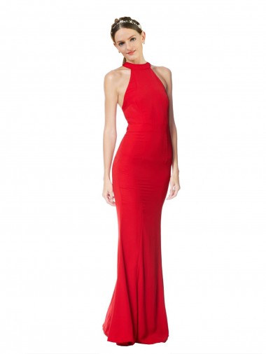 Sleeveless Red Mermaid Halter Neck Prom Dress / Bridesmaid Dress Mississauga