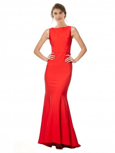 Sleeveless Red Open Back Mermaid Halter Neck Bridesmaid Dress / Evening Gowns Mississauga