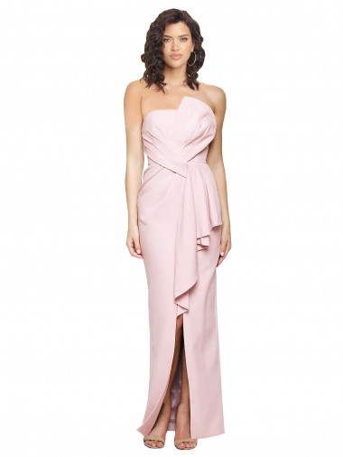 Sleeveless Pink Low Back Sheath Strapless Formal Dress / Bridesmaid Dress Mississauga