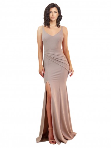 Sleeveless Dusty Pink Low Back Mermaid V-Neck Black Tie Evening Gown / Prom Dress / Bridesmaid Dress Mississauga