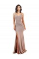 Sleeveless Dusty Pink Low Back Mermaid V-Neck Black Tie Evening Gown / Prom Dress / Bridesmaid Dress Mississauga