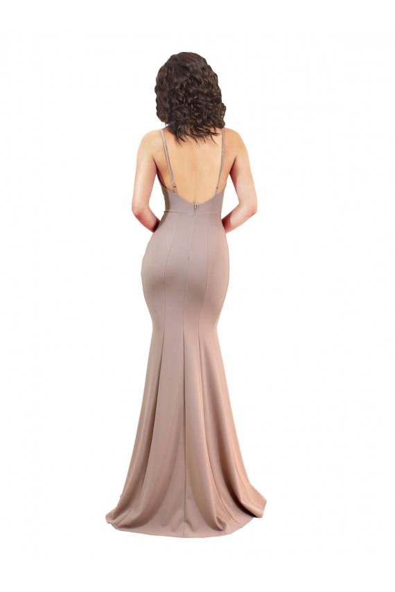 Sleeveless Dusty Pink Low Back Mermaid V-Neck Black Tie Evening Gown / Prom Dress / Bridesmaid Dress Mississauga