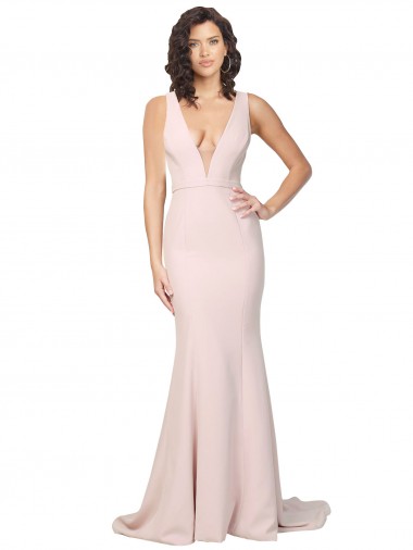 Sleeveless Pink V-Back Sheath V-Neck Black Tie Evening Gown / Prom Dress / Bridesmaid Dress Mississauga