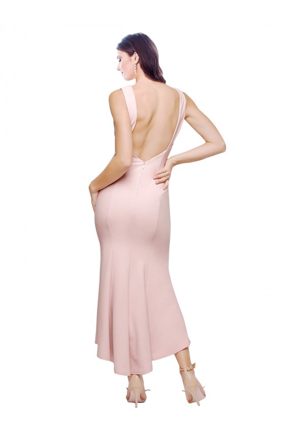 Sleeveless Pink Low Back Sheath High Neck High Low Evening Gown / Prom Dress / Bridesmaid Dress Mississauga