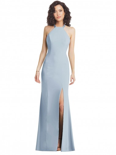Sleeveless Light Sky Blue Criss Cross Back Trumpet Halter Neck Formal Evening Gown / Prom Dress / Bridesmaid Dress Mississauga