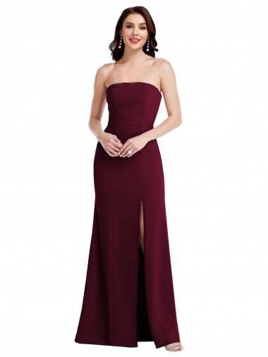 Sleeveless Burgundy Gold Trumpet Strapless Semi Formal Evening Dress / Prom Dress / Bridesmaid Dress Mississauga