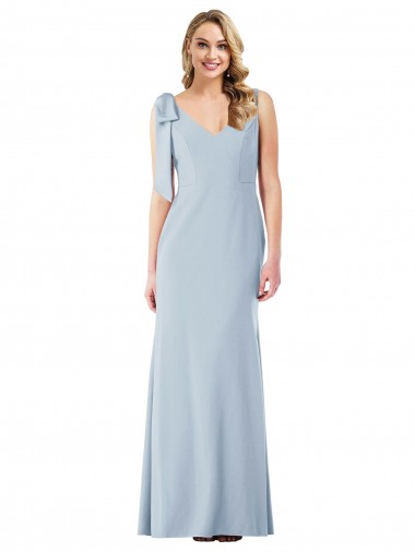 Sleeveless Light Sky Blue V-Back Trumpet V-Neck Semi Formal Evening Dress / Prom Dress / Bridesmaid Dress Mississauga