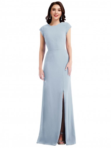 Cap Sleeves Light Sky Blue Open Back Trumpet Formal Evening Gown / Prom Dress / Bridesmaid Dress Mississauga