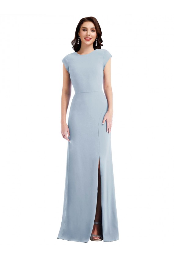 Cap Sleeves Light Sky Blue Open Back Trumpet Formal Evening Gown / Prom Dress / Bridesmaid Dress Mississauga