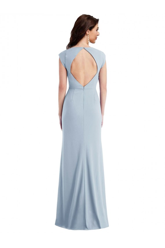 Cap Sleeves Light Sky Blue Open Back Trumpet Formal Evening Gown / Prom Dress / Bridesmaid Dress Mississauga