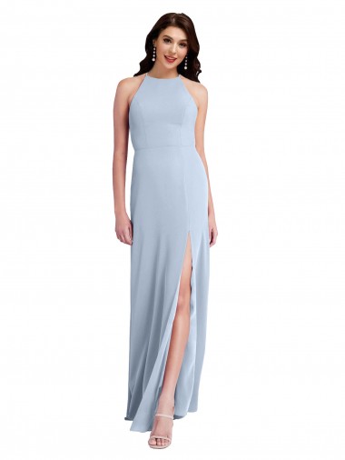 Sleeveless Light Sky Blue Criss Cross Open Back Sheath Halter Neck Formal Evening Gown / Prom Dress / Bridesmaid Dress Mississauga