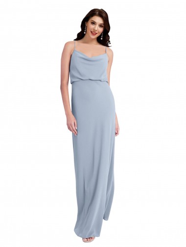 Sleeveless Smoke Blue V-Back Sheath Spaghetti Straps Formal Evening Gown / Prom Dress / Bridesmaid Dress Mississauga