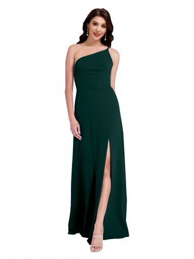 Sleeveless Midnight Green Open Back A-Line One Shoulder Formal Evening Gown / Prom Dress / Bridesmaid Dress Mississauga