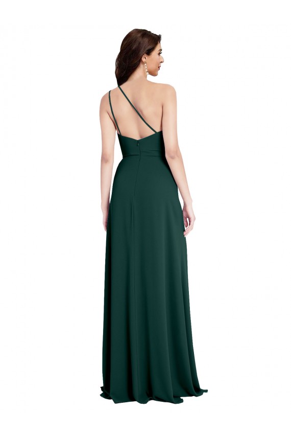 Sleeveless Midnight Green Open Back A-Line One Shoulder Formal Evening Gown / Prom Dress / Bridesmaid Dress Mississauga