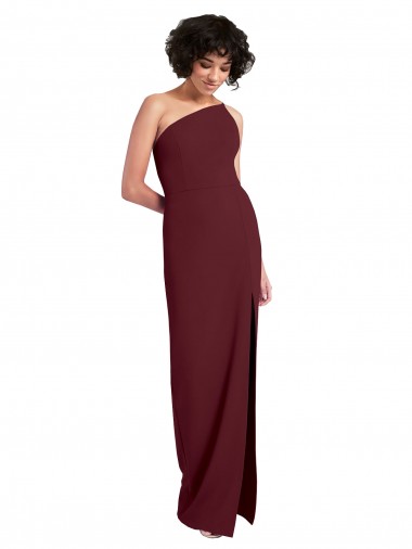Sleeveless Burgundy Gold Sheath One Shoulder Formal Evening Gown / Prom Dress / Bridesmaid Dress Mississauga