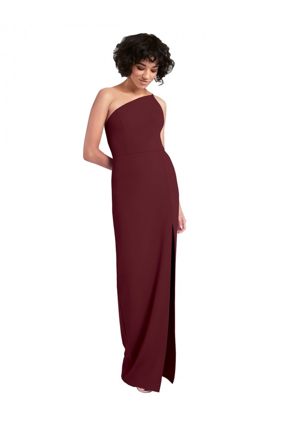 Sleeveless Burgundy Gold Sheath One Shoulder Formal Evening Gown / Prom Dress / Bridesmaid Dress Mississauga