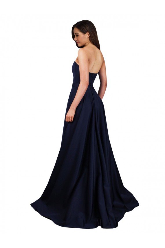 Sleeveless Dark Navy Low Back A-Line Sweetheart Formal Dress / Bridesmaid Dress Mississauga