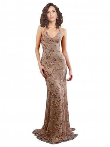 Sleeveless Rose Gold Backless Mermaid V-Neck Formal Evening Gown / Prom Dress / Bridesmaid Dress Mississauga