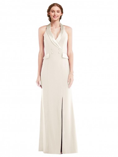 Sleeveless Ivory Low Back Trumpet Halter Neck Semi Formal Evening Dress / Prom Dress / Bridesmaid Dress Mississauga