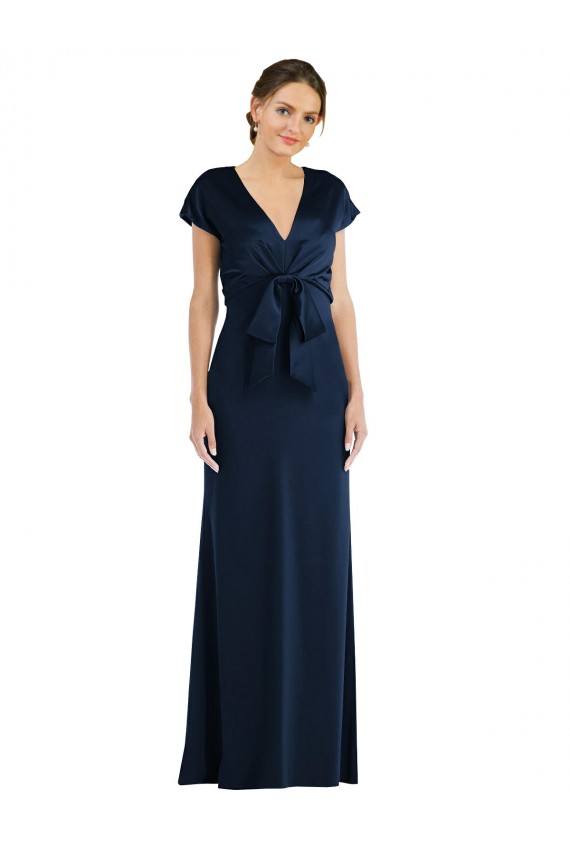 Cap Sleeves Dark Navy Keyhole Back Trumpet Off the Shoulder Formal Evening Gown / Prom Dress / Bridesmaid Dress Mississauga