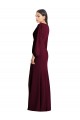 Puff Sleeves Burgundy Gold Trumpet V-Neck Semi Formal Evening Dress / Prom Dress / Bridesmaid Dress Mississauga