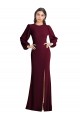 Puff Sleeves Burgundy Gold Open Back Trumpet Bateau Neck Formal Dress / Bridesmaid Dress Mississauga