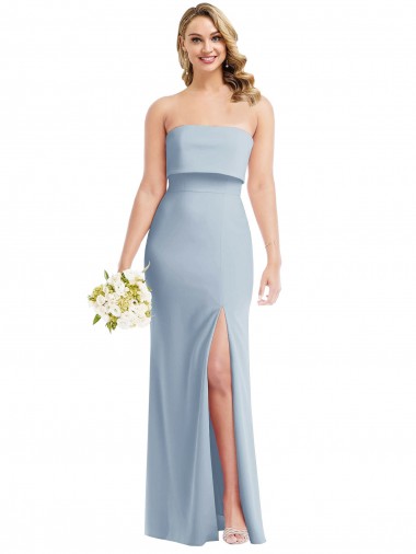 Sleeveless Light Sky Blue Low Back Trumpet Strapless Semi Formal Evening Dress / Prom Dress / Bridesmaid Dress Mississauga