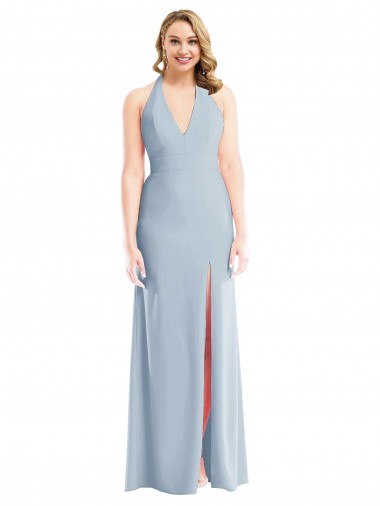 Sleeveless Light Sky Blue Open Back Trumpet Halter Neck Bridesmaid Dress / Evening Dress Mississauga