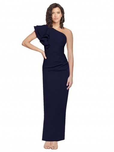 Sleeveless Dark Navy Sheath One Shoulder Formal Evening Gown / Prom Dress / Bridesmaid Dress Mississauga