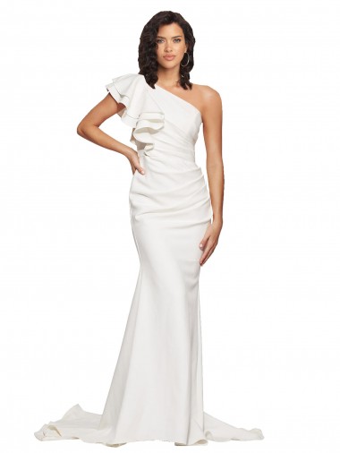 Sleeveless Ivory Sheath One Shoulder Semi Formal Evening Dress / Prom Dress / Bridesmaid Dress Mississauga