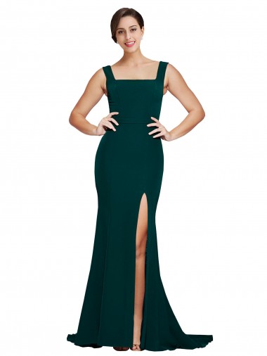 Sleeveless Midnight Green Sheath Square Neck Semi Formal Evening Dress / Prom Dress / Bridesmaid Dress Mississauga