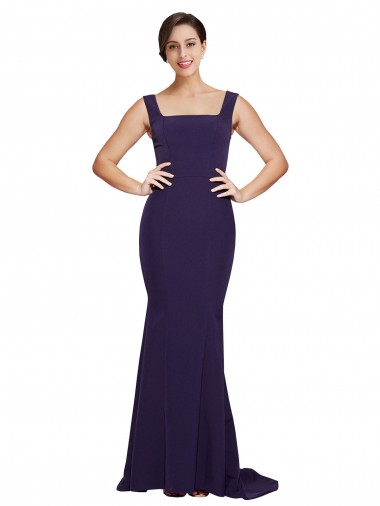 Sleeveless Dark Navy Sheath Square Neck Semi Formal Evening Dress / Prom Dress / Bridesmaid Dress Mississauga