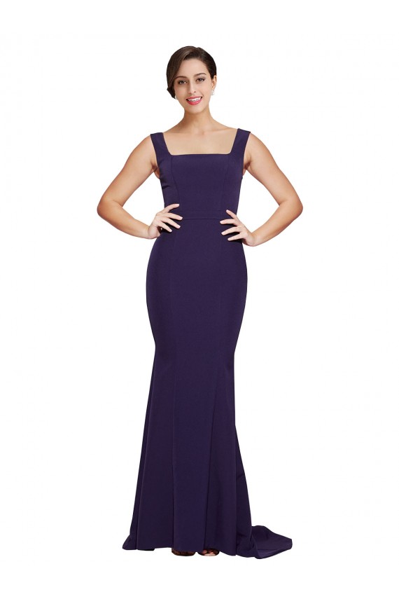 Sleeveless Dark Navy Sheath Square Neck Semi Formal Evening Dress / Prom Dress / Bridesmaid Dress Mississauga