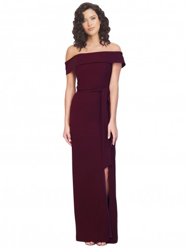 Sleeveless Burgundy Gold Low Back Sheath Off the Shoulder Formal Evening Gown / Prom Dress / Bridesmaid Dress Mississauga