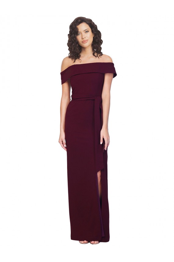Sleeveless Burgundy Gold Low Back Sheath Off the Shoulder Formal Evening Gown / Prom Dress / Bridesmaid Dress Mississauga