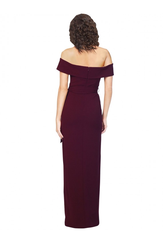 Sleeveless Burgundy Gold Low Back Sheath Off the Shoulder Formal Evening Gown / Prom Dress / Bridesmaid Dress Mississauga