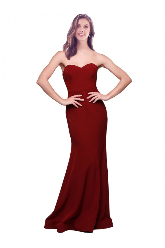 Sleeveless Burgundy Low Back Sheath Sweetheart Formal Evening Gown / Prom Dress / Bridesmaid Dress Mississauga