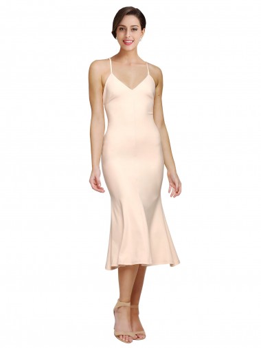 Sleeveless Nude Low Back Sheath V-Neck Evening Gown / Prom Dress / Bridesmaid Dress Mississauga