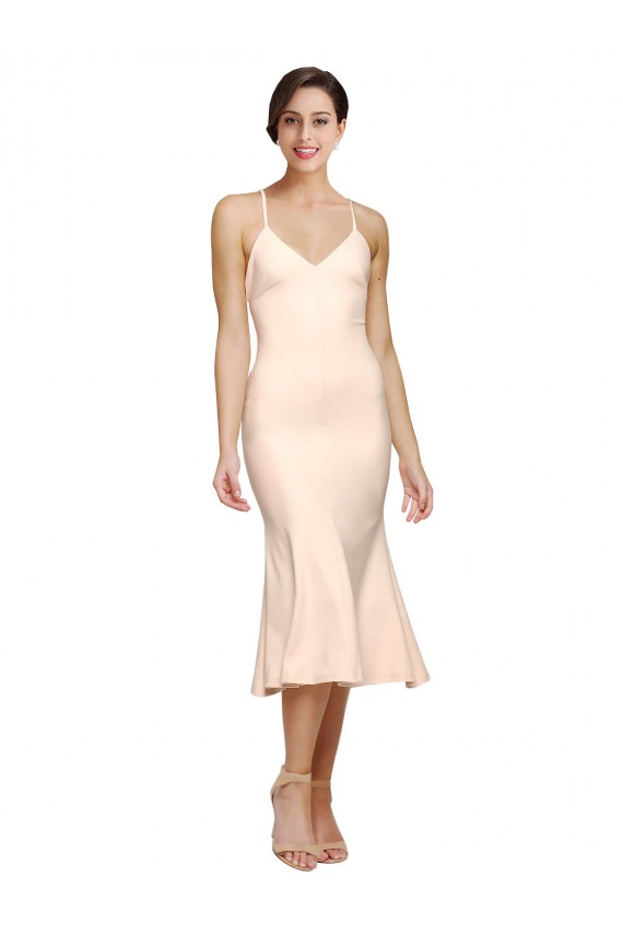 Sleeveless Nude Low Back Sheath V-Neck Evening Gown / Prom Dress / Bridesmaid Dress Mississauga