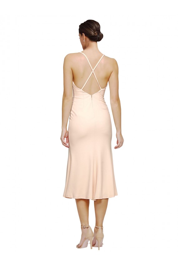 Sleeveless Nude Low Back Sheath V-Neck Evening Gown / Prom Dress / Bridesmaid Dress Mississauga