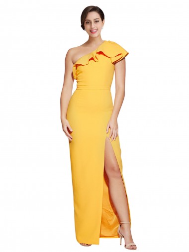 Sleeveless Saffron Sheath One Shoulder Formal Evening Gown / Prom Dress / Bridesmaid Dress Mississauga