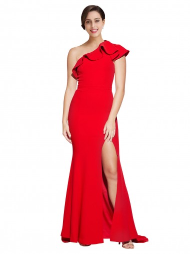 Sleeveless Red Sheath One Shoulder Semi Formal Evening Dress / Prom Dress / Bridesmaid Dress Mississauga