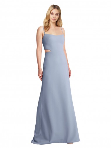 Sleeveless Smoke Blue Open Back A-Line Spaghetti Straps Prom Dress / Bridesmaid Dress Mississauga